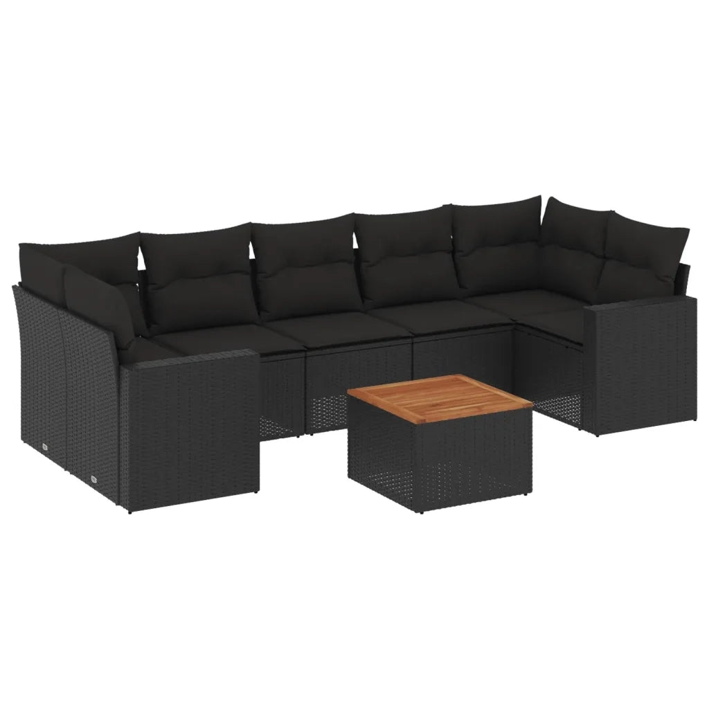 Set Divani da Giardino con Cuscini 8 pz Nero in Polyrattancod mxl 113140