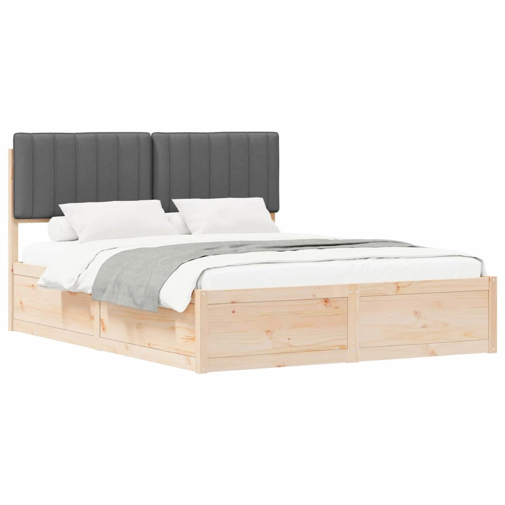 Letto con Testiera Rivestita Grigio scuro 160 x 200 cm
