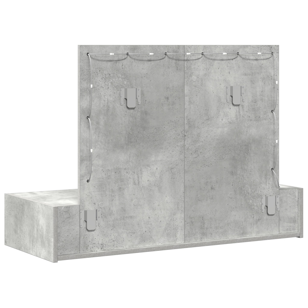 Tavolo da toeletta a muro con luci LED in grigio cemento