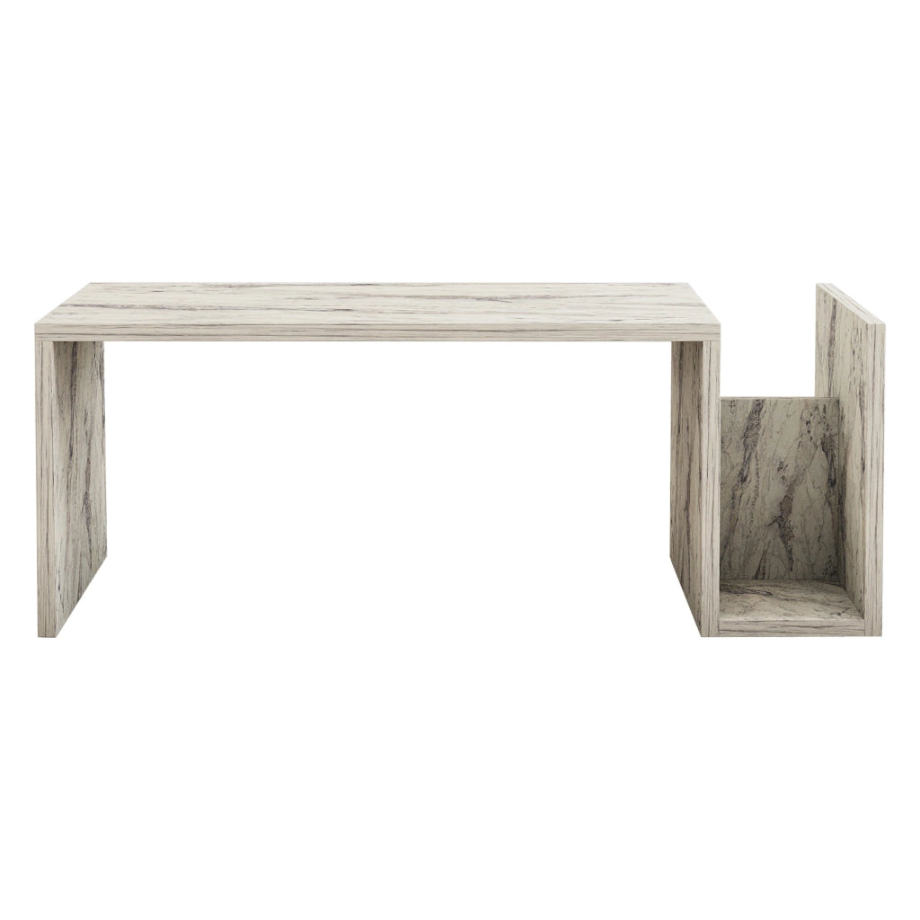 Piuro, Tavolino da Salotto un Vano, 87x50x32h cm Bianco Marmo