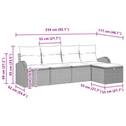 Set di Divani da Giardino da 5 Pezzi con Cuscini Beige in Rattan Sintetico