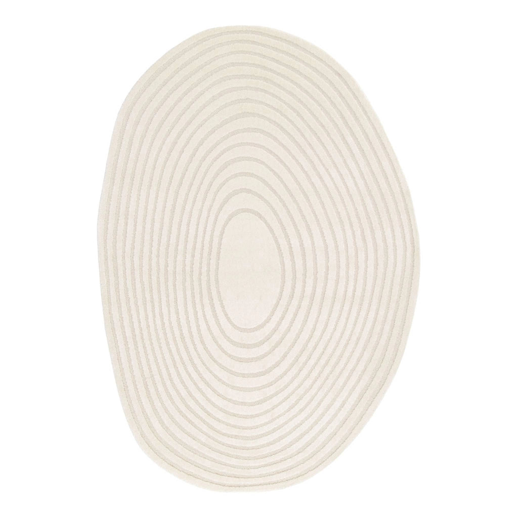 Tappeto interno forma di ciottolo motivo circolare crema, crema