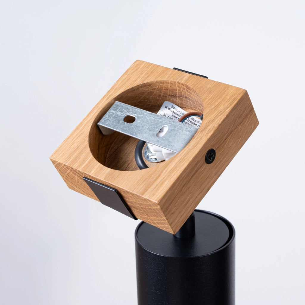 Applique Nordal 1 Pure Lume nero/legno spot orientabile GU10