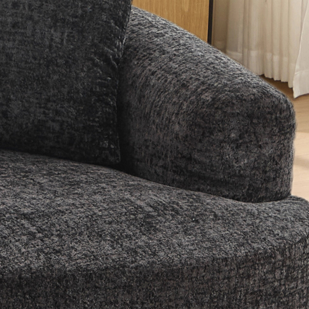 Divano 2 Posti Curvo in Velluto con Cuscini ¨C MINIMAL ¨C Beige/Grigio
