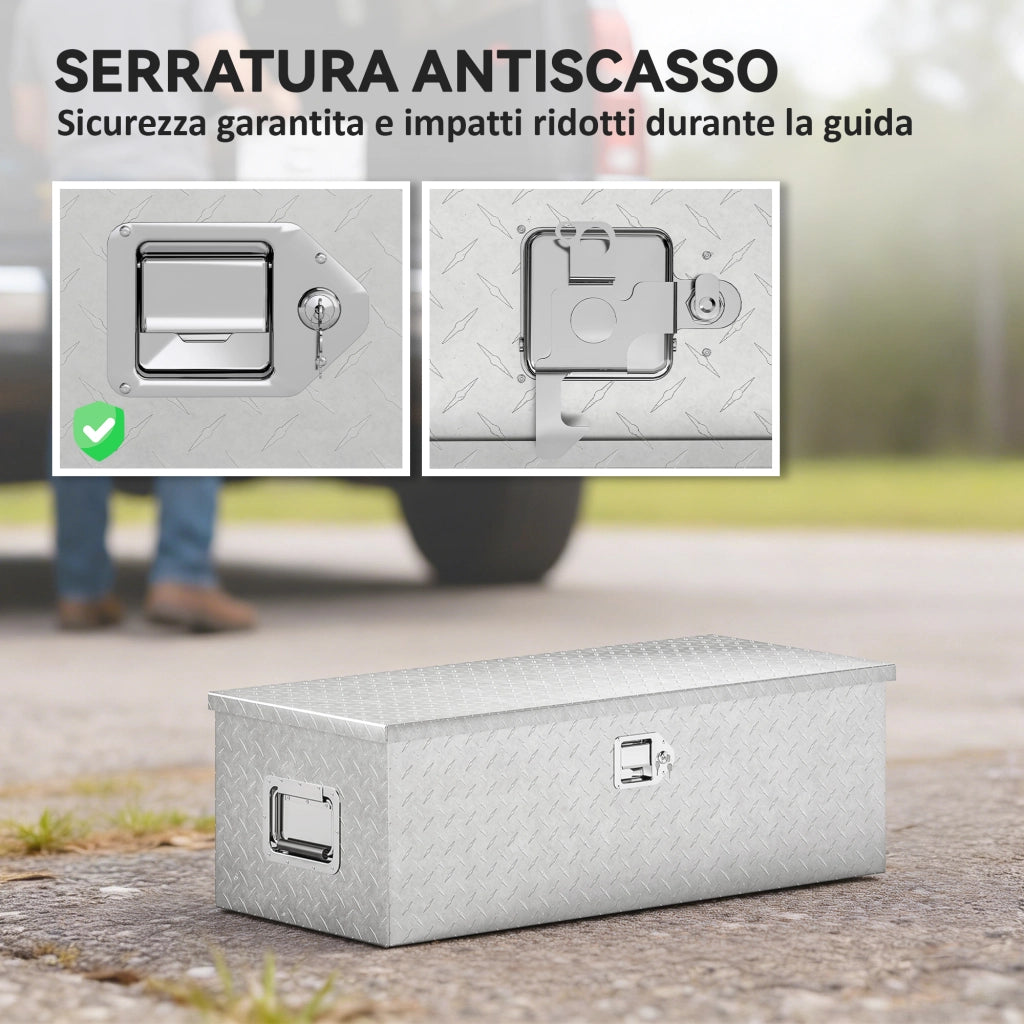 Cassetta degli Attrezzi in Alluminio con Serratura ¨C Zephmum ¨C Argento 76.2x33x24.4 cm