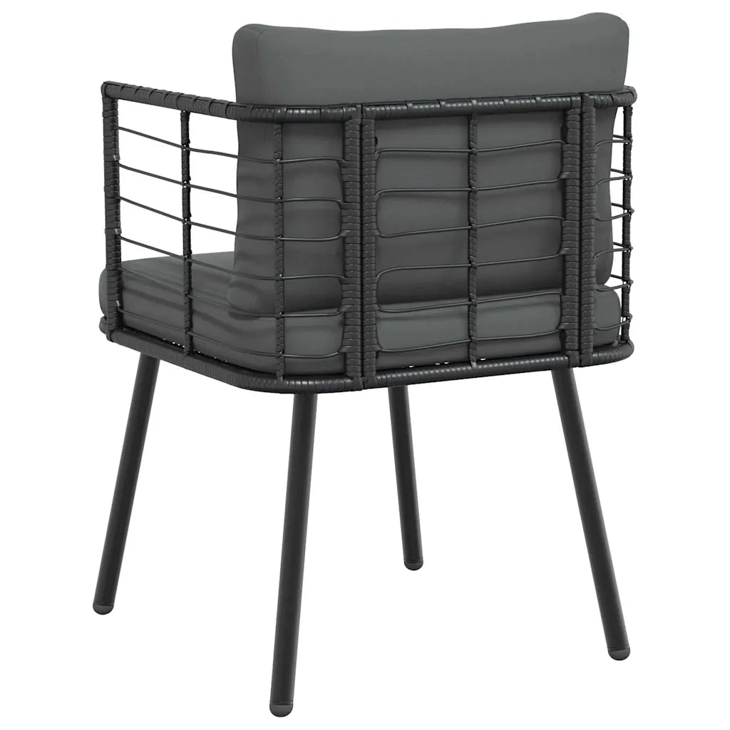 Sedie da Giardino con Cuscini 2 pz | Sedie da Esterno Nere in Polyrattan