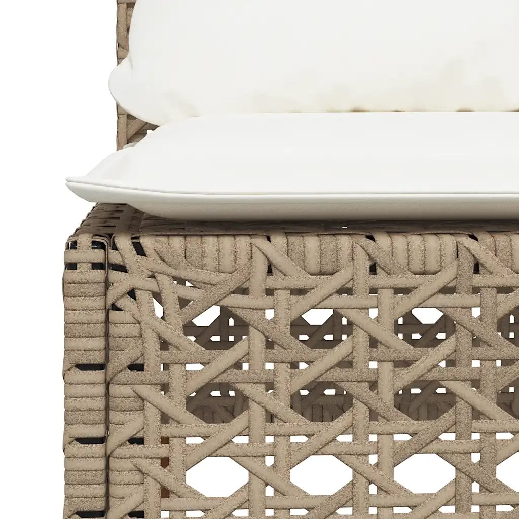 Divano Giardino Senza Braccioli con Cuscini Beige in Polyrattan