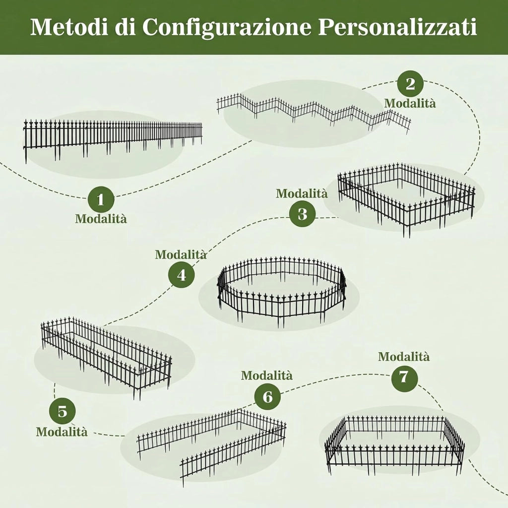 Recinzione da Giardino, Bordure per Aiuole in Metallo (10) | Recinto da Esterno Pieghevole e Flessibile, per Giardino e Cortile, 56 x 44 cm