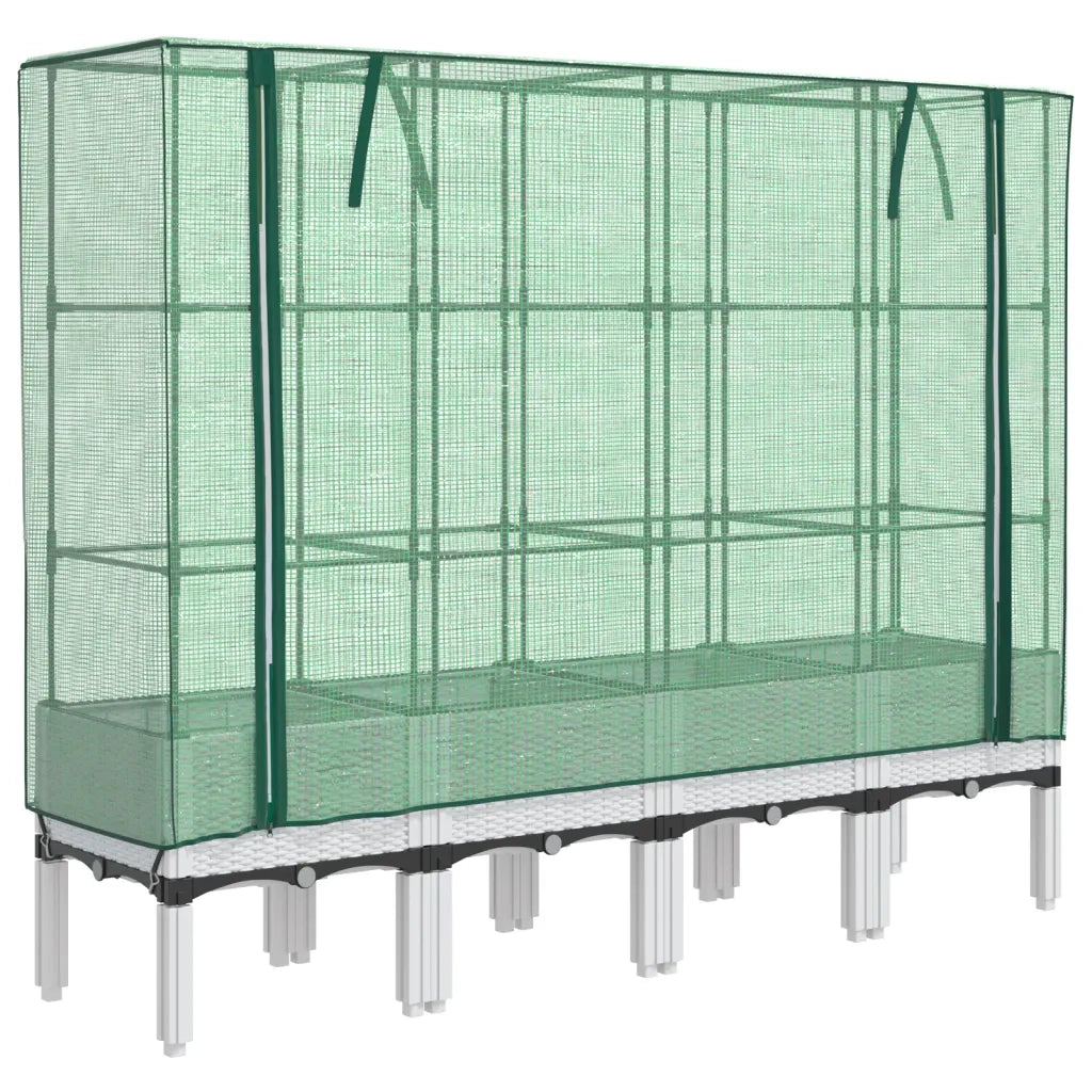 Fioriere | Cassetta per fiori | Letto Rialzato con Copertura Serra Effetto Rattan 160x40x140 cm