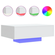 Tavolino da Soggiorno-Tavolino da Salotto con Luci LED Bianco 85x55x31 cm