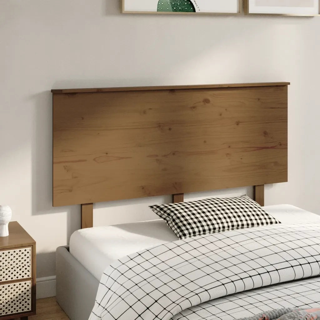 Testiera per Letto ambra 139x6x82,5cm in Legno Massello di Pino 819168