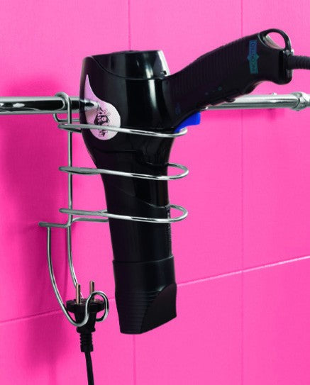 Cestello cromato porta asciugacapelli cm 10x15x22