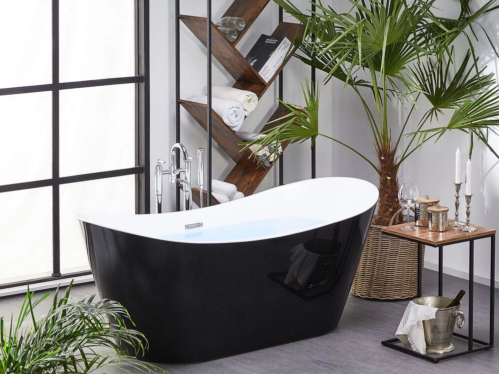 Vasca da bagno nera con argento sanitario acrilico singolo 180 x 78 cm autoportante moderno