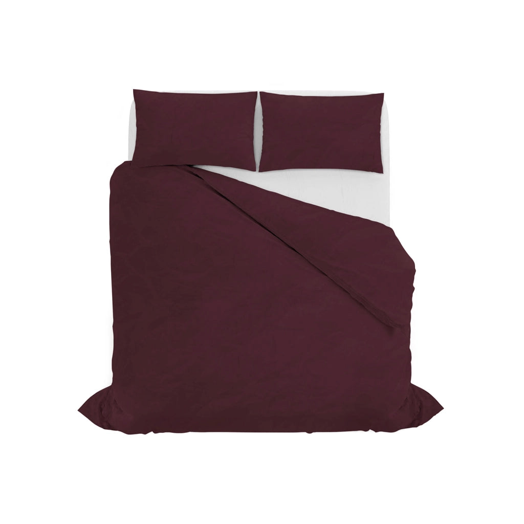 Copripiumino Matrimoniale con Sacco e Federe Linea Water Washed Bordeaux