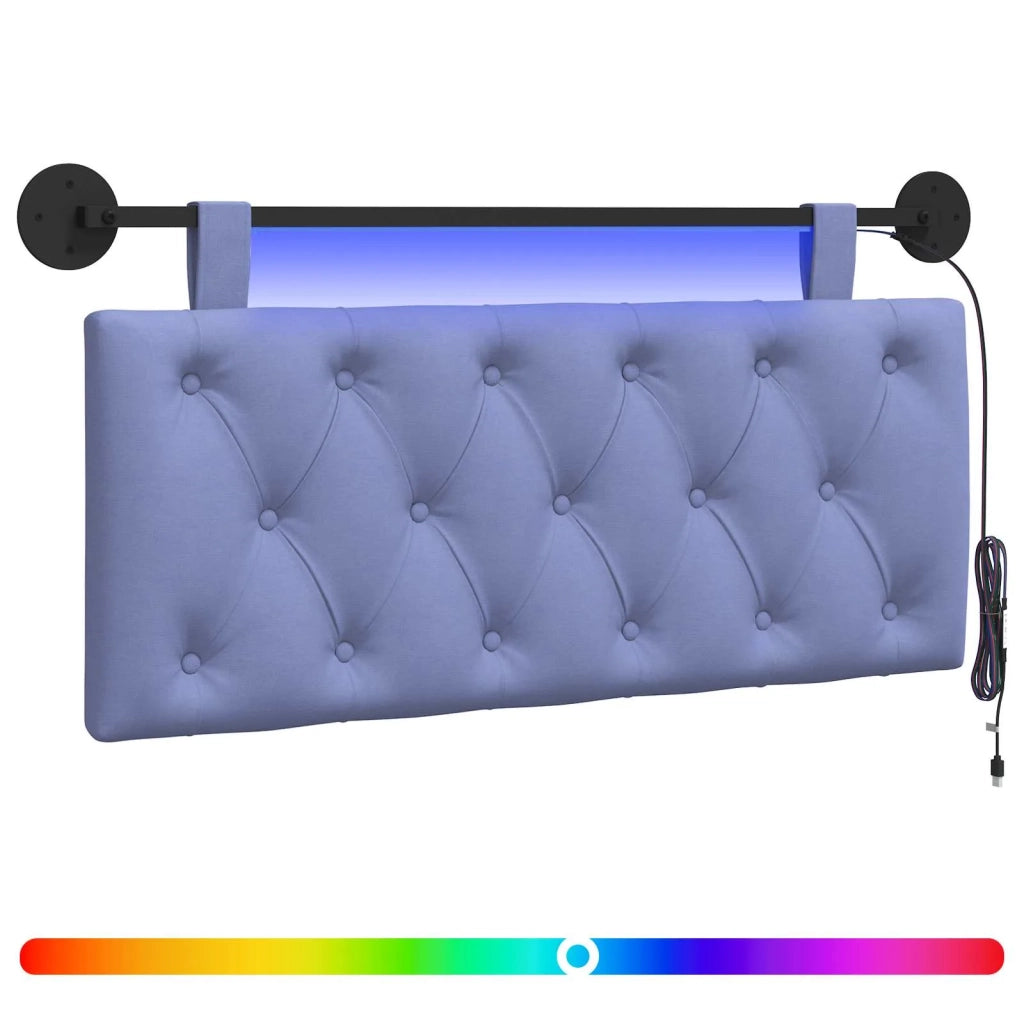 Testiera | Testata sospesa Con luce LED Blu jeans Tessuto