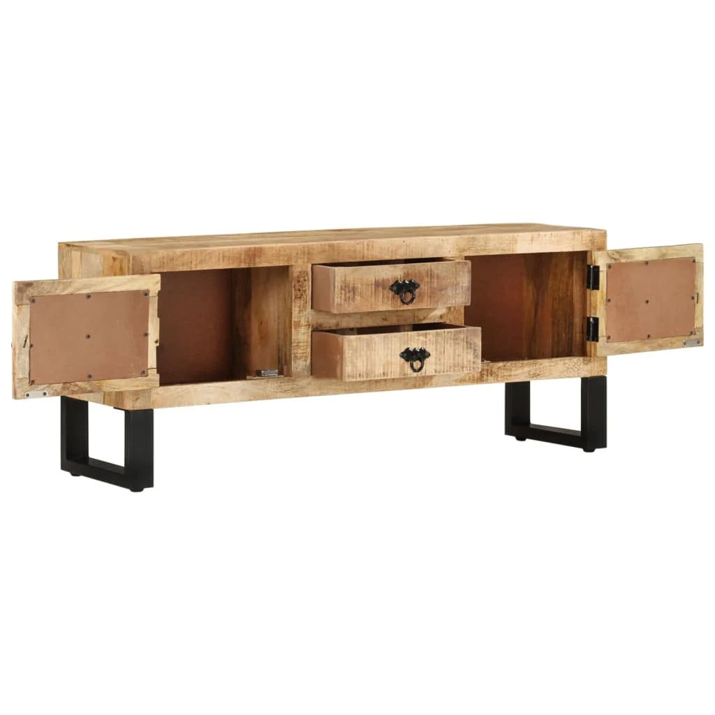 Mobile TV multimediale scaffale TV mobile TV sala da pranzo soggiorno camera da letto 110 x 30 x 45 cm legno di mango marrone grezzo 02_0025743