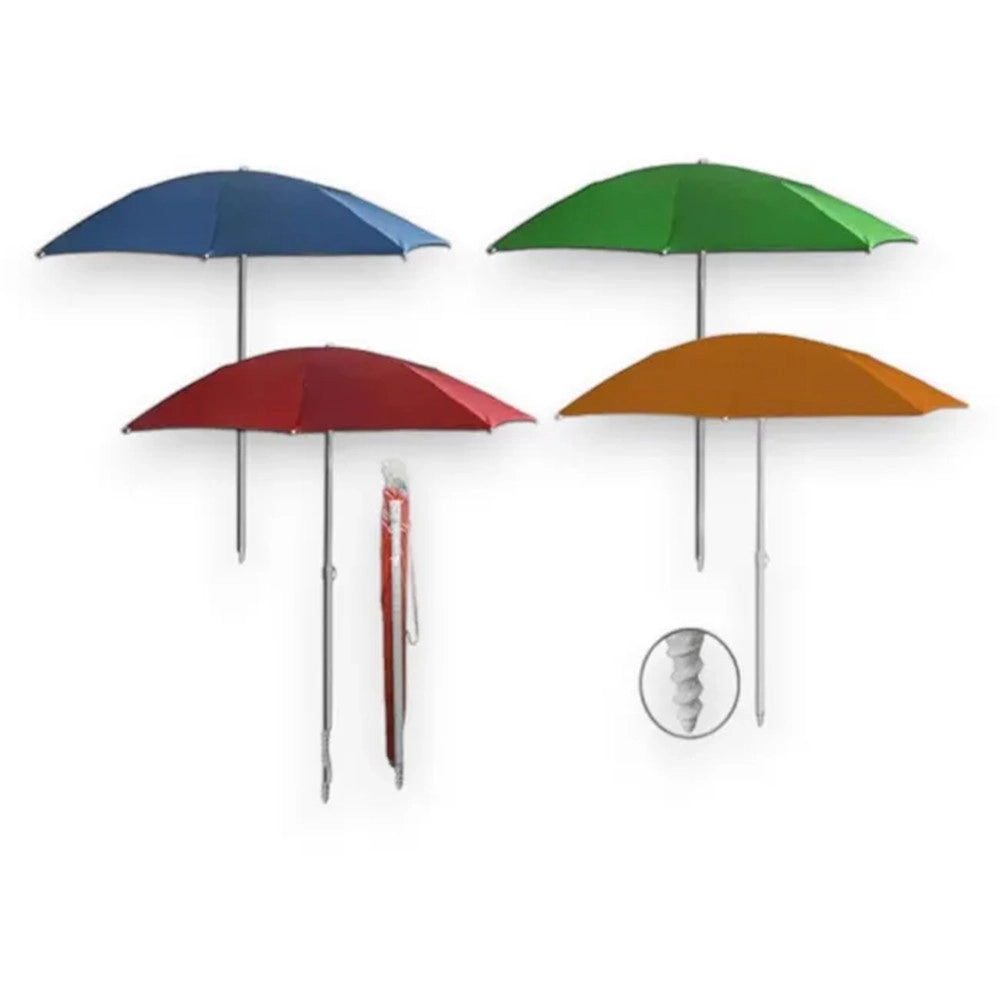 Trade Shop - Ombrellone Mare Spiaggia 180cm Palo Con Trivella In Tinta Unita Tnt 70gr. Con Sacca 253011 -