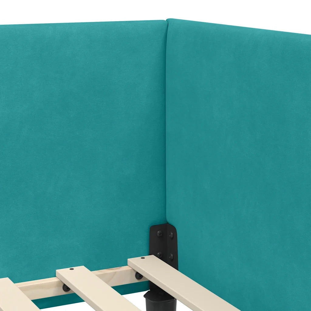 Cornice del letto ad angolo Turchese 100 cm x 200 cm Velluto 42016244
