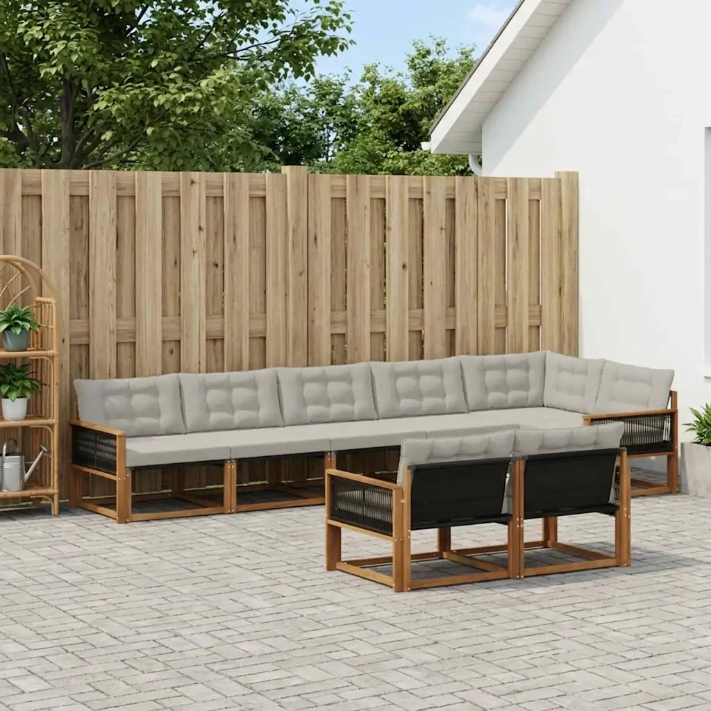 Set di divani da esterno 8 pcs Naturale e Grigio Chiaro 3381503