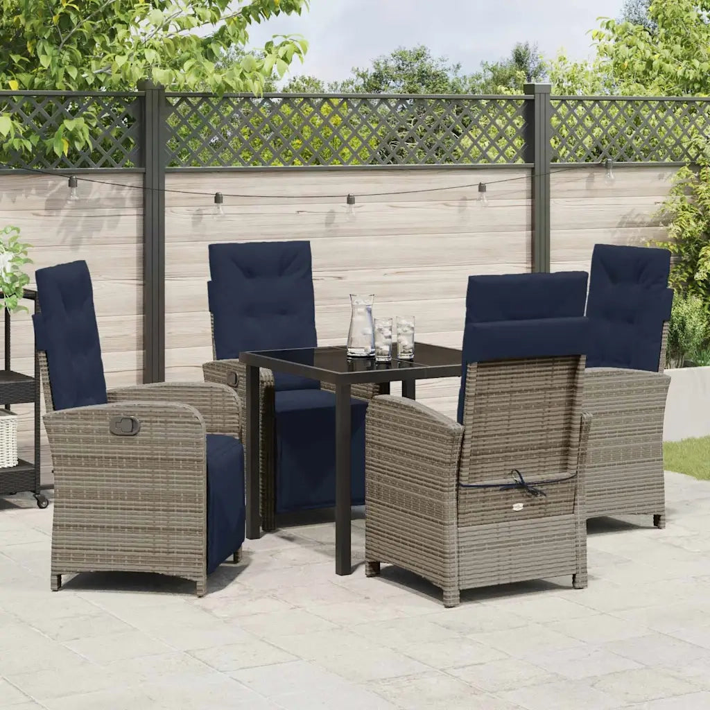Set da Pranzo per Giardino con cuscino 5 pcs Grigio polyrattan 3380359