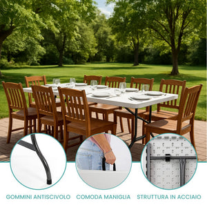 TAVOLO PIEGHEVOLE 180X70X74 BIANCO