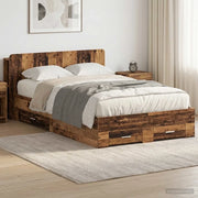 Telaio del letto con storage Legno antico 120 x 190 cm