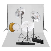 Kit professionale per studio fotografico con luci fondale e riflettore bianco 02_0001467