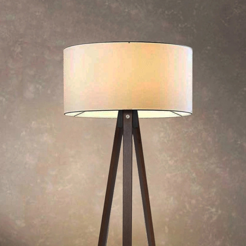 Lampada da Terra a Treppiede Newport Alta 140 cm Paralume Cilindrico - color Crema lux.pro