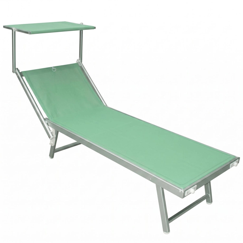 Marvin Lettino Mare Beach In Alluminio Prendisole Reclinabile Giardino Piscina Spiaggia Terrazzo Esterno Portatile Verde