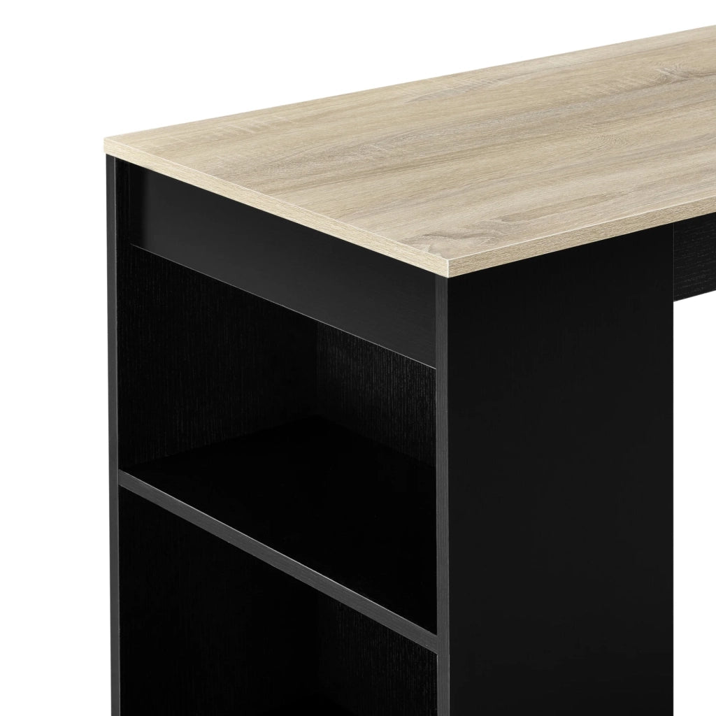 Tavolo alto da bistrot con contenitore e 3 ripiani 110 cm nero e rovere 03_0006191