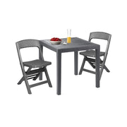 Set salotto da esterno Sanzeno, Salottino outdoor o indoor, Tavolo quadrato con 2 sedie pieghevoli, Made in Italy, Antracite