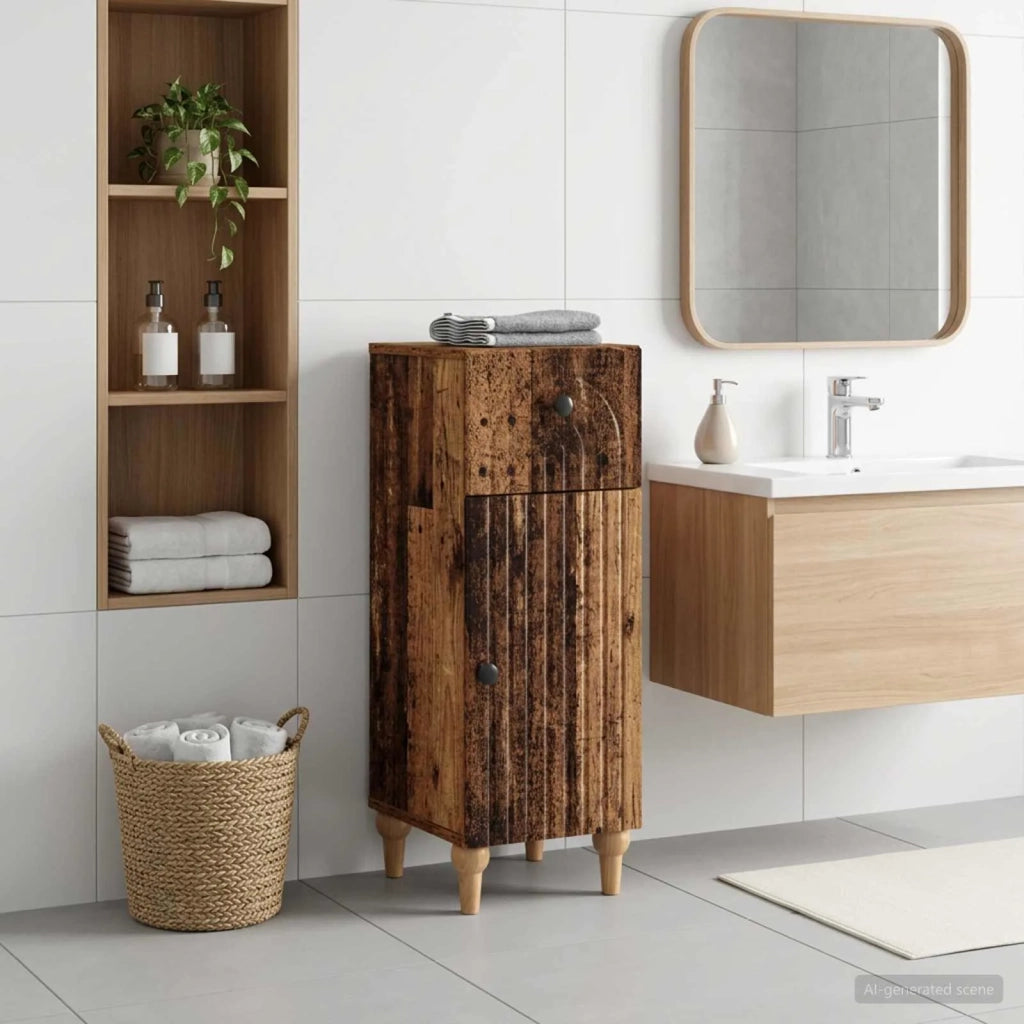 Mobiletto da Bagno ALKMAAR Legno antico 30 x 31 x 80 cm 896173