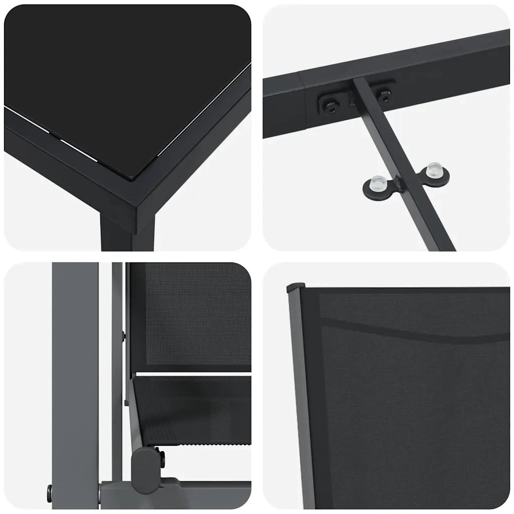 Set da Pranzo per Giardino 9 pcs Nero 3379092
