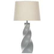 Lampada da tavolo Base in ceramica grigia 71 cm Paralume in tessuto bianco Lampada da comodino classica