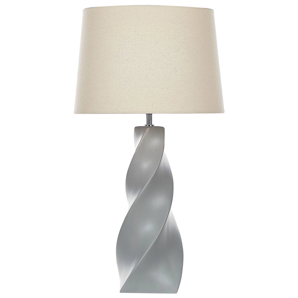Lampada da tavolo Base in ceramica grigia 71 cm Paralume in tessuto bianco Lampada da comodino classica