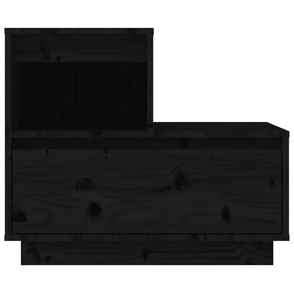 Comodini Neri 2 pz 60x34x51 cm in Legno Massello di Pino 814383