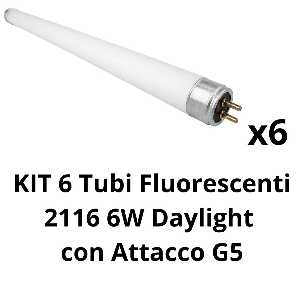 Tubo fluorescente g5 6w daylight per ambienti tecnici *** numero pezzi 6, confezione 1