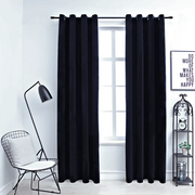 Tende Oscuranti con Anelli 2 pz Nere in Velluto 140x225 cm cod mxl 63364