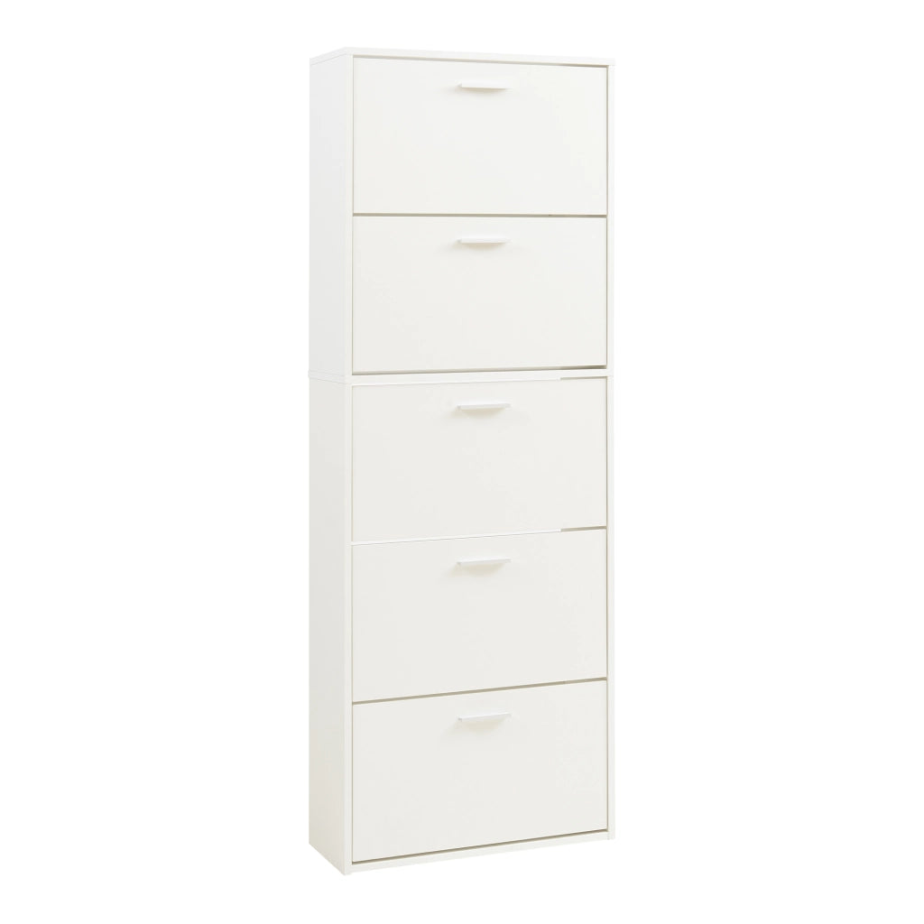 Scarpiera Sykkylven con 5 Contenitori Ribaltabili - Bianco [en.casa]