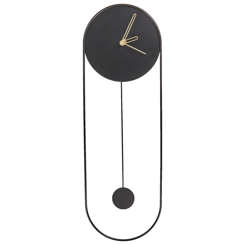 Orologio da parete in acciaio nero 20 x 62 cm Design moderno minimalista decorativo a pendolo senza numeri Arredamento per il soggiorno