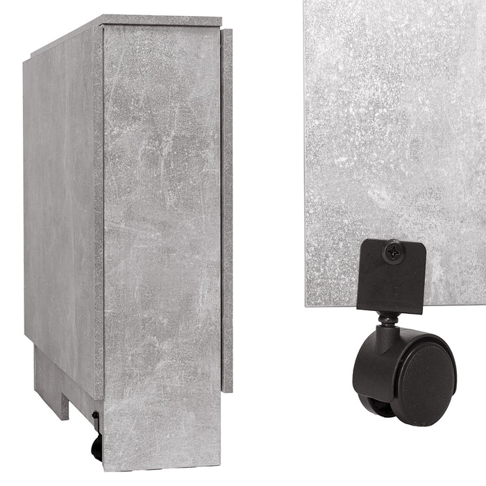 Tavolo da Pranzo Pieghevole Salvaspazio 140x75x74 cm Ante a Ribalta con Ruote Effetto Cemento