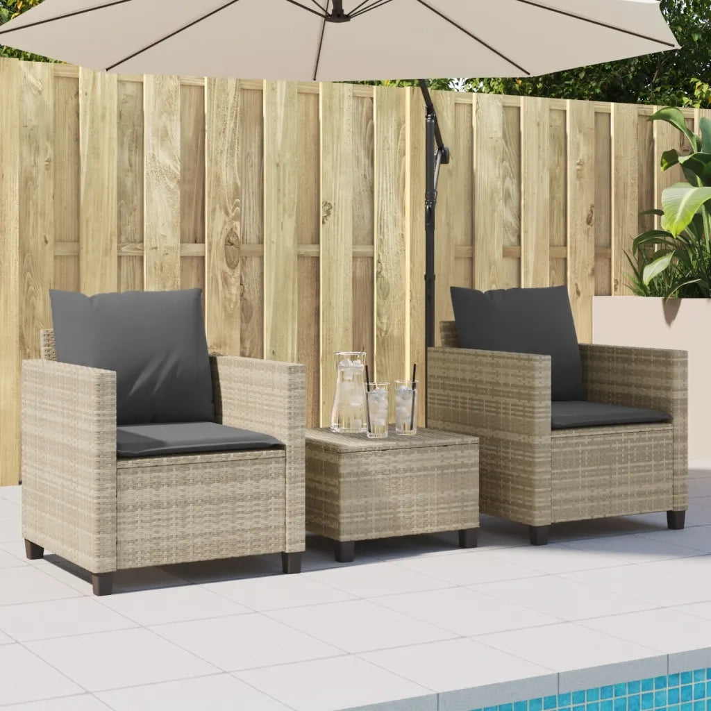 Set da Bistrò 3 pz con Cuscini Grigio Chiaro in Polyrattan 4003901