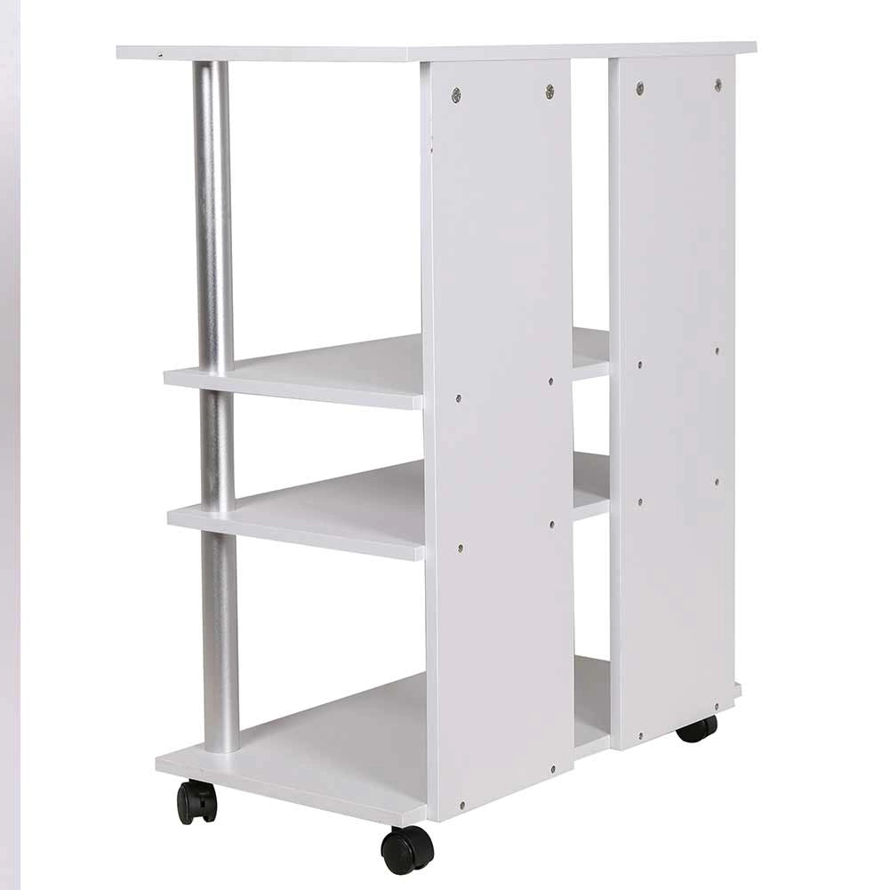 Mobile TV in Legno con 4Ruote e 3 Ripiani Carrello Porta Televisore Moderno Bianco