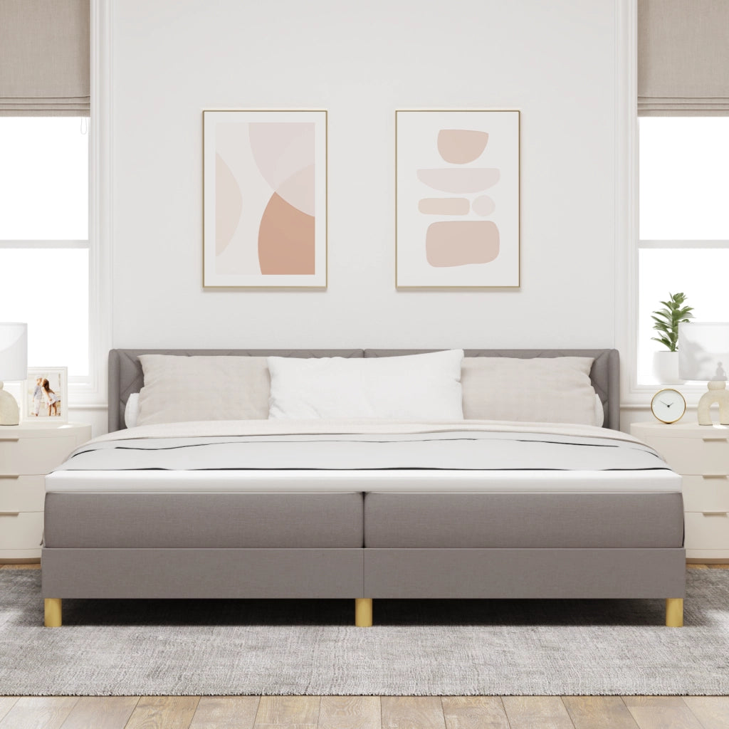 Letto Box Spring  con Materasso Tortora 200x200 cm Tessuto