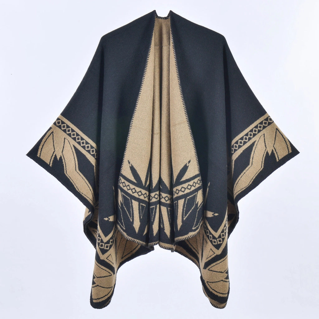 Nuovo scialle a mantella in cashmere spesso con spacco