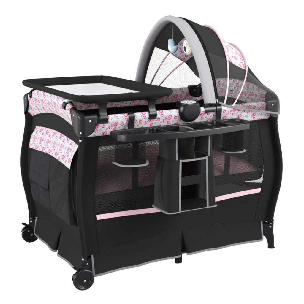 Centro neonati con borsa da viaggio per neonato, Pack and play 4 in 1 portatile Nero Rosa