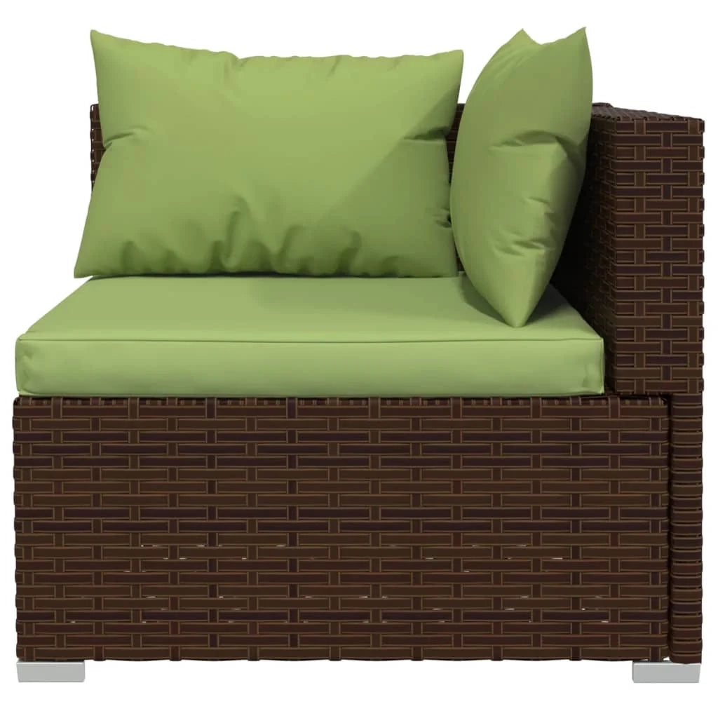 Set di mobili da giardino set arredamento da esterno 10 pezzi con cuscini in polyrattan marrone 02_0015165