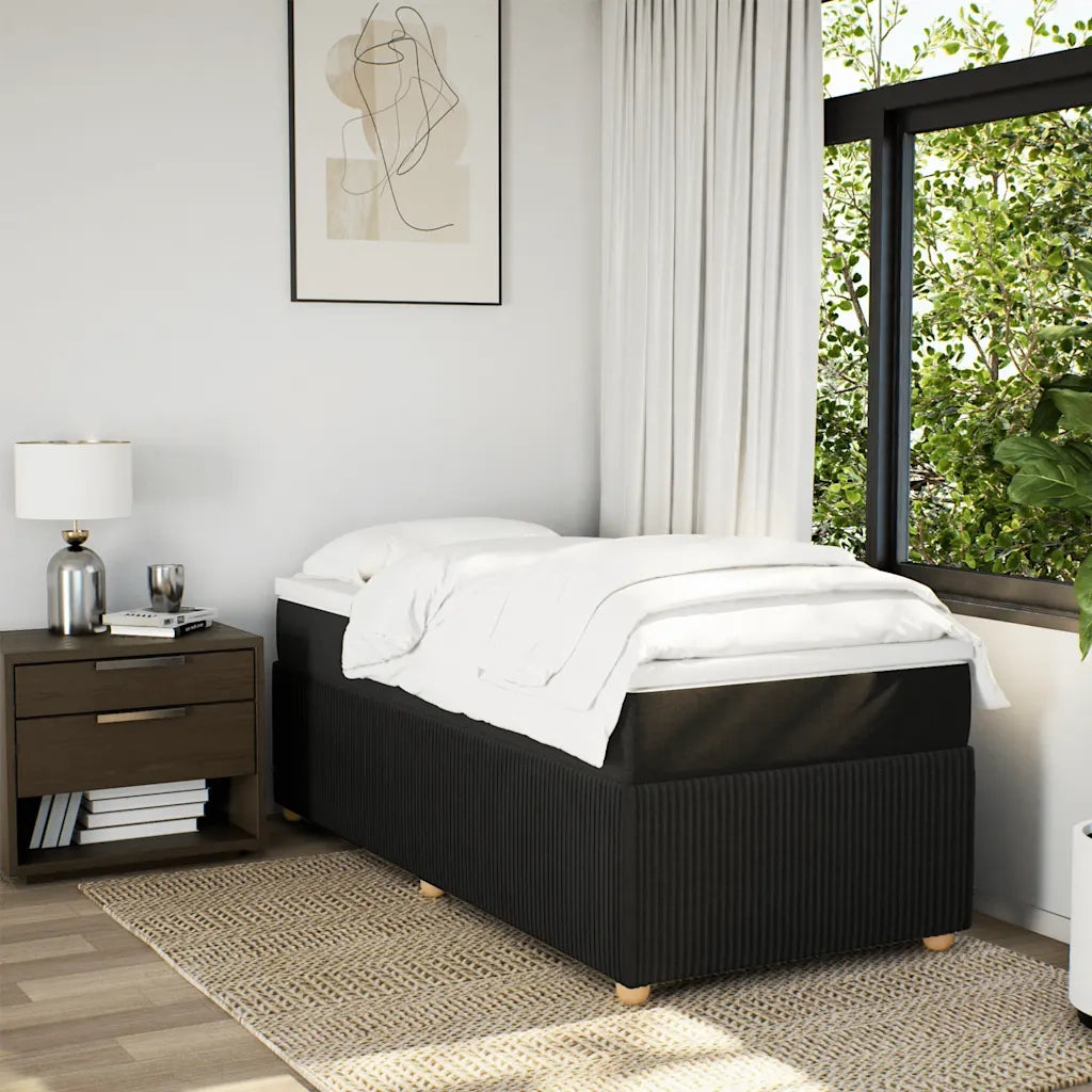 Giroletto a Molle con Materasso-Struttura Letto Nero 90x200 cm in Tessuto 901832