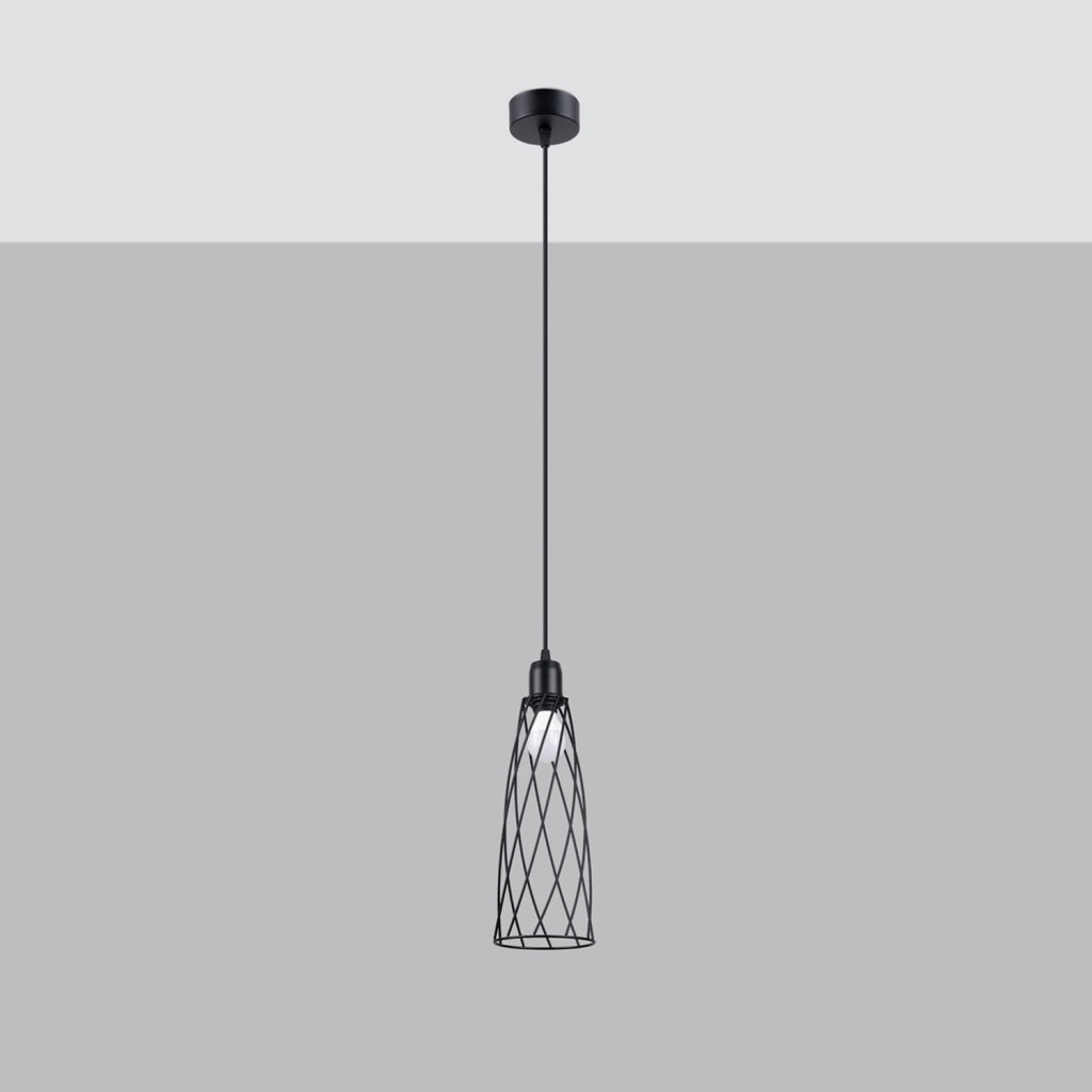 Lampada a sospensione industriale MORENO nera E14 10W Pure Lume