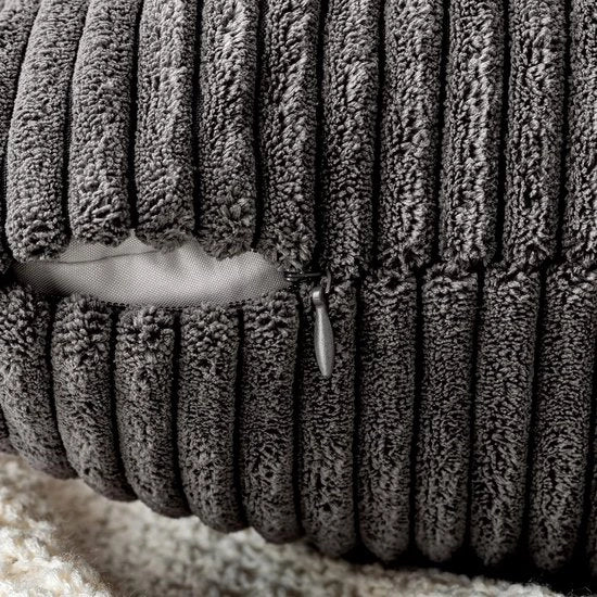 Cuscini corduroy striati morbidi per casa da divano o camera da letto decorativi 40 x 40 cm set da 2 grigio